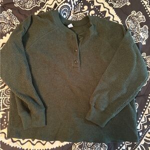 Forest Green Old Navy Women’s Henley Long Sleeve